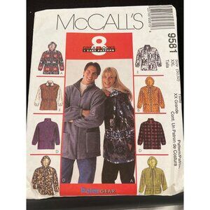 McCall's Sewing Pattern 9581 Mens Misses Unisex Chest Size 50-52" XXL Hooded Jac